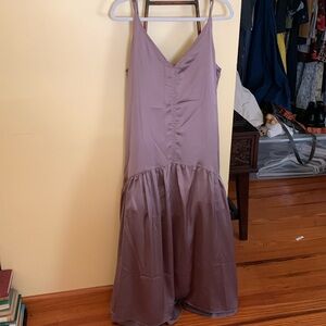 Taupe silk strapless dress, lined